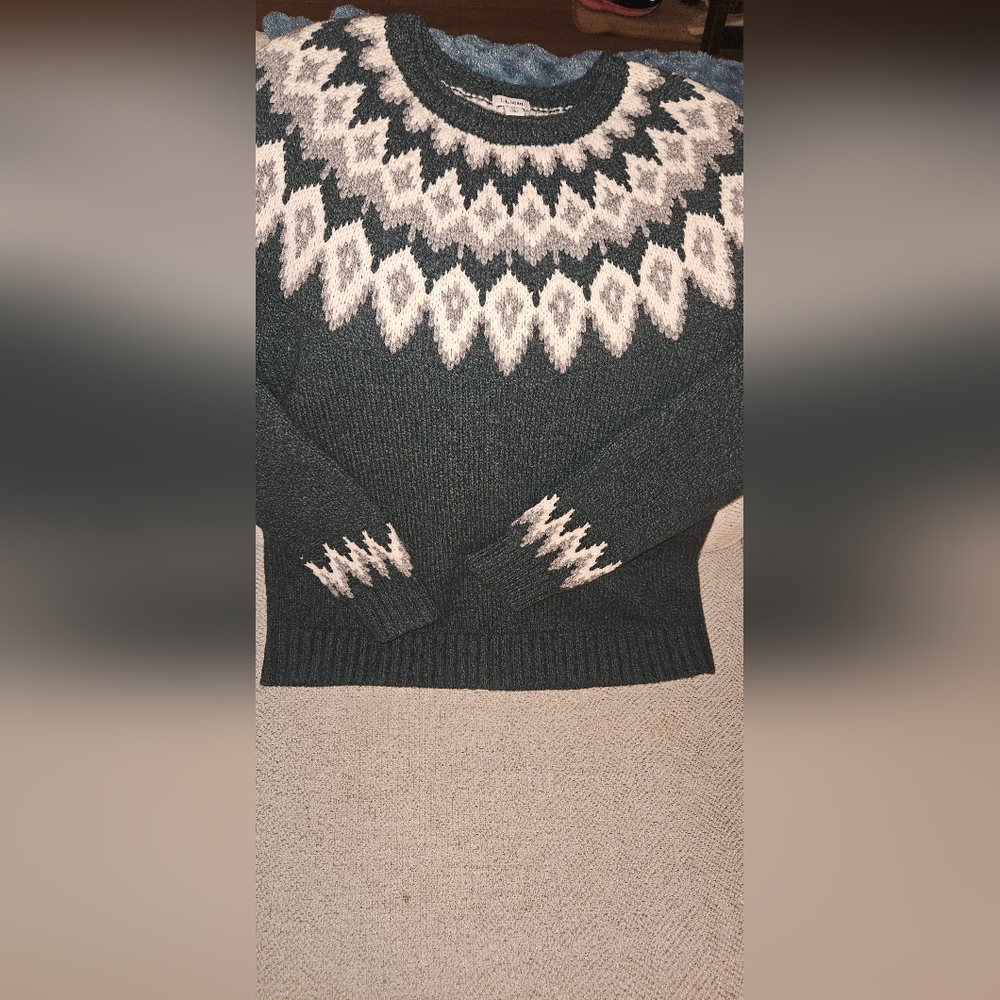 Women's LL Bean  Classic Ragg Wool Sweater, Crewneck Fair Isle Sz XL